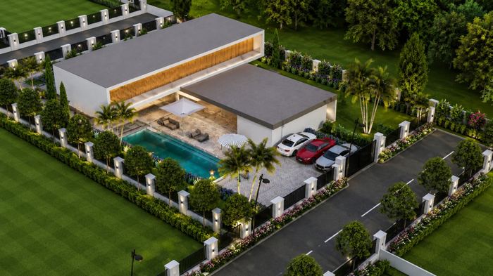 Amanda Farms aerial view with private pool